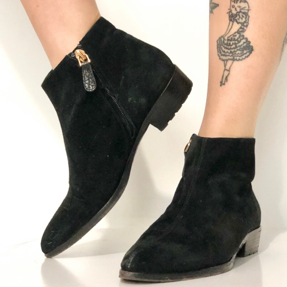 Giuseppe Zanotti black suede point toe ankle boots